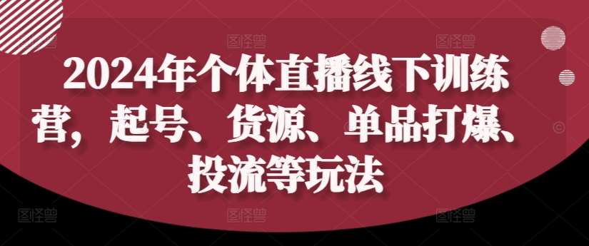 2024年个体直播训练营，起号、货源、单品打爆、投流等玩法-问小徐资源库