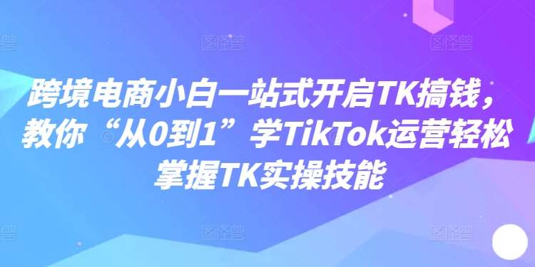 跨境电商小白一站式开启TK搞钱，教你“从0到1”学TikTok运营轻松掌握TK实操技能-问小徐资源库