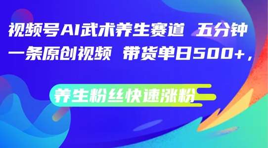 视频号AI武术养生赛道，五分钟一条原创视频，带货单日几张，养生粉丝快速涨粉【揭秘】-问小徐资源库