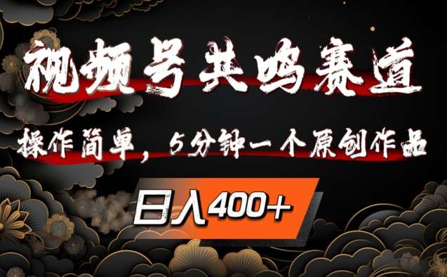 视频号共鸣赛道，操作简单，5分钟1个原创作品，日入几张【揭秘】-问小徐资源库