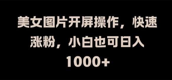 美女图片开屏操作，快速涨粉，小白也可日入1k【揭秘】-问小徐资源库