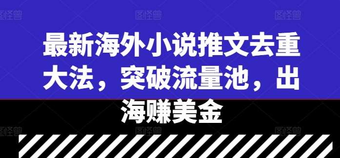最新海外小说推文去重大法，突破流量池，出海赚美金-问小徐资源库