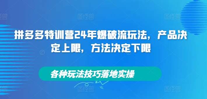 拼多多特训营24年爆破流玩法，产品决定上限，方法决定下限，各种玩法技巧落地实操-问小徐资源库