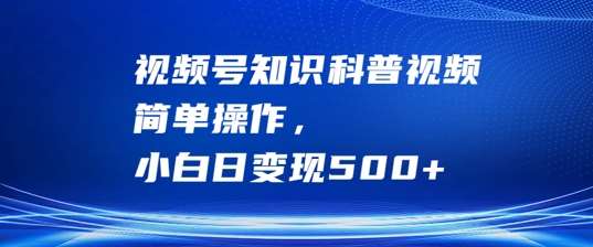 视频号知识科普视频，简单操作，小白日变现500+【揭秘】-问小徐资源库