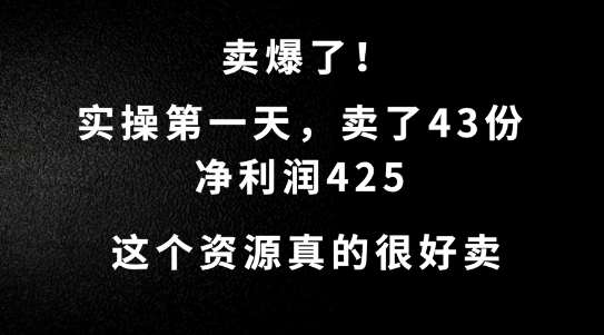 这个资源，需求很大，实操第一天卖了43份，净利润425【揭秘】-问小徐资源库