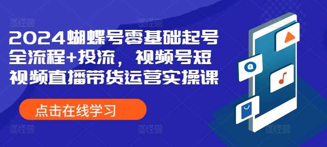 2024蝴蝶号零基础起号全流程+投流，视频号短视频直播带货运营实操课-问小徐资源库