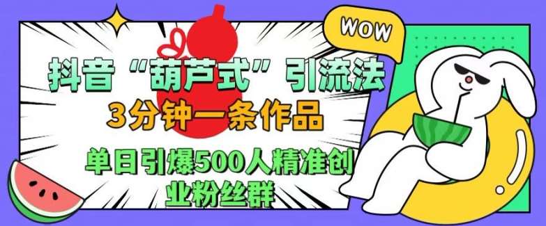 抖音葫芦式引流法，三分钟一条作品，单日引爆抖音500人精准创业粉丝群【揭秘】-问小徐资源库