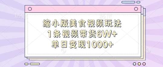 缩小版美食视频玩法，1条视频带货6W+，单日变现1k-问小徐资源库