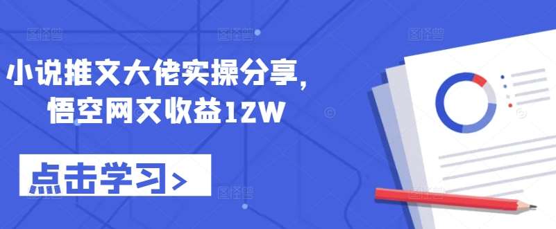 小说推文大佬实操分享，悟空网文收益12W-问小徐资源库