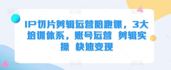 IP切片剪辑运营陪跑课，3大培训体系，账号运营 剪辑实操 快速变现-问小徐资源库