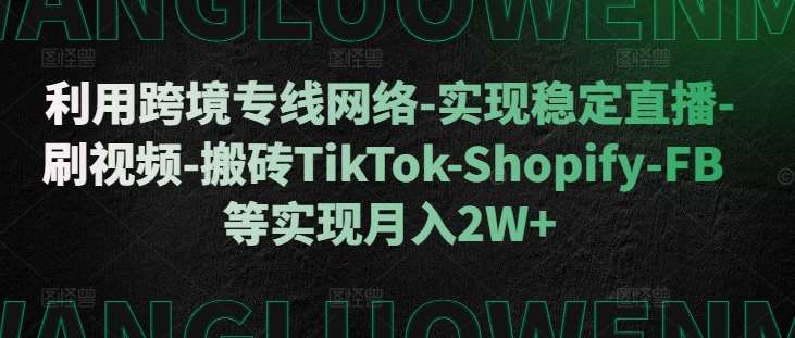 利用跨境专线网络-实现稳定直播-刷视频-搬砖TikTok-Shopify-FB等实现月入2W+【揭秘】-问小徐资源库