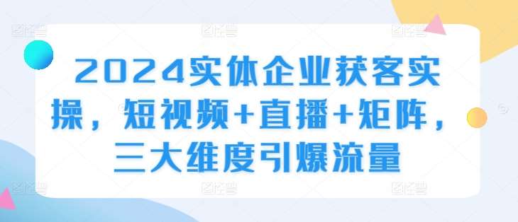 2024实体企业获客实操，短视频+直播+矩阵，三大维度引爆流量-问小徐资源库