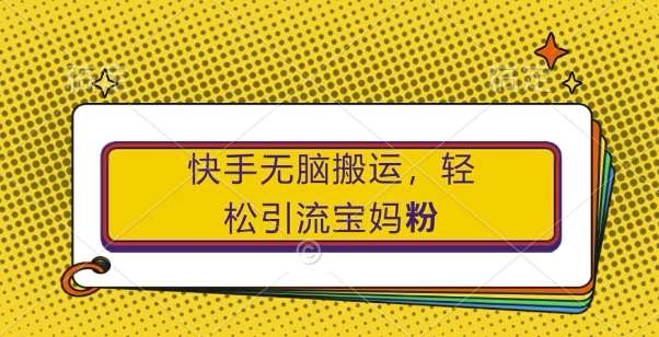 快手无脑搬运，轻松引流宝妈粉，纯小白轻松上手【揭秘】-问小徐资源库