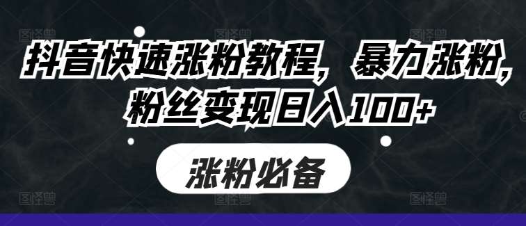 抖音快速涨粉教程，暴力涨粉，粉丝变现日入100+-问小徐资源库
