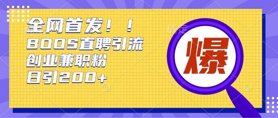 通过Boss直聘，每天轻松钓到200+多条创业大鱼的秘籍【揭秘】-问小徐资源库