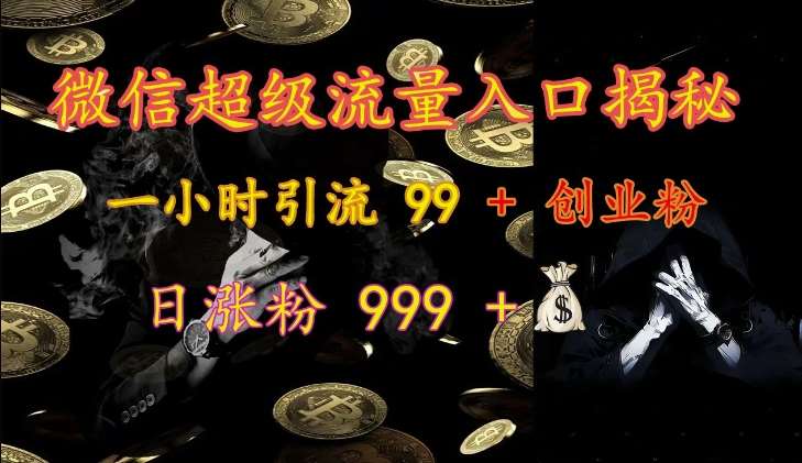 微信超级流量入口揭秘：一小时引流 99 + 创业粉，日涨粉 999 +-问小徐资源库