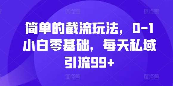 简单的截流玩法，0-1小白零基础，每天私域引流99+【揭秘】-问小徐资源库