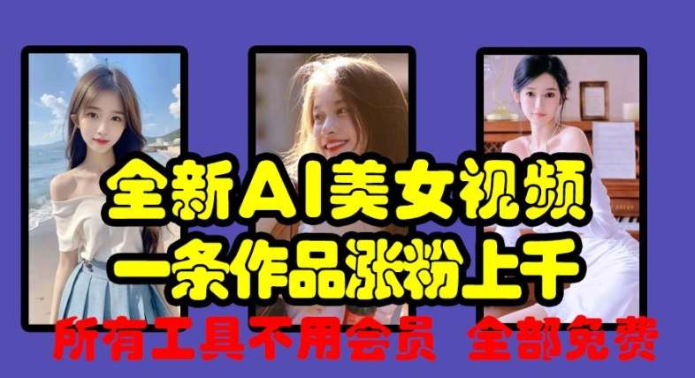 全新AI美女视频，一条作品涨粉上千，所有工具不用会员，全部免费-问小徐资源库