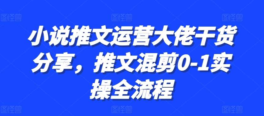 小说推文运营大佬干货分享，推文混剪0-1实操全流程-问小徐资源库