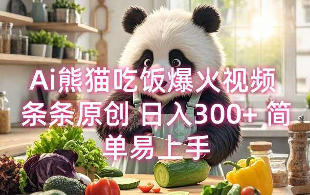 Ai熊猫吃饭爆火视频 条条原创 日入300+ 简单易上手-问小徐资源库