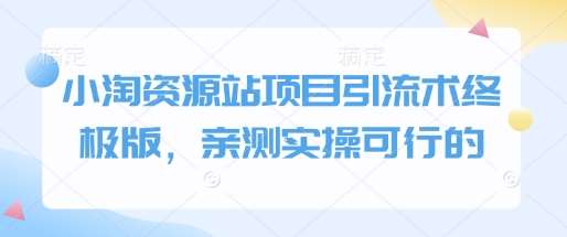 小淘资源站项目引流术终极版，亲测实操可行的-问小徐资源库