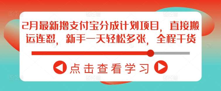 2月最新撸支付宝分成计划项目，直接搬运连怼，新手一天轻松多张，全程干货-问小徐资源库