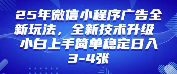 2025年微信小程序最新玩法纯小白易上手，稳定日入多张，技术全新升级【揭秘】-问小徐资源库