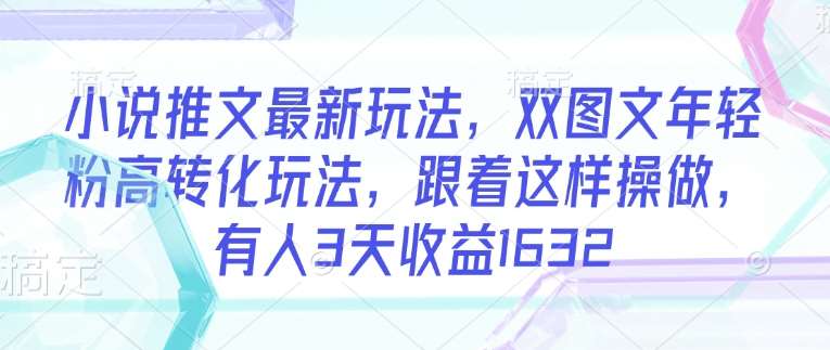 小说推文最新玩法，双图文年轻粉高转化玩法，跟着这样操做，有人3天收益1632-问小徐资源库