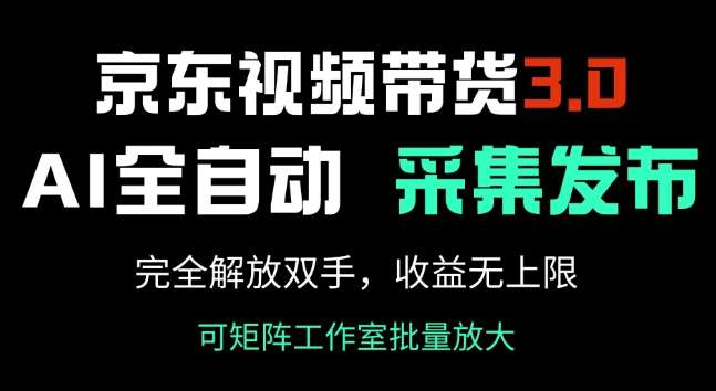 京东视频带货3.0，Ai全自动采集+自动发布，完全解放双手，收入无上限-问小徐资源库