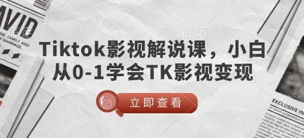 TikTok影视解说课，小白从0-1学会TK影视变现-问小徐资源库