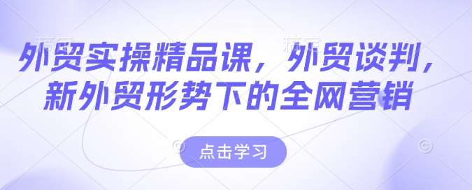 外贸实操精品课，外贸谈判，新外贸形势下的全网营销-问小徐资源库