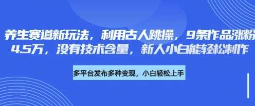 养生赛道新玩法，利用古人跳操，9条作品涨粉4.5W，没有技术含量，新人小白能轻松制作-问小徐资源库