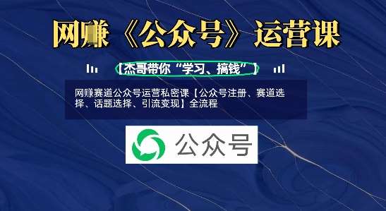 网创赛道公众号运营私密课【公众号注册、赛道选择、话题选择、引流变现】全流程-问小徐资源库