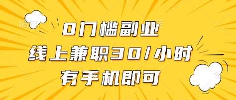 0门槛副业，线上兼职30一小时，有部手机即可【揭秘】-问小徐资源库