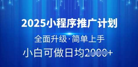 2025小程序推广计划，全面升级，简单上手，日均多张【揭秘】-问小徐资源库