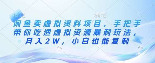 闲鱼卖虚拟资料项目，手把手带你吃透虚拟资源暴利玩法，月入2W，小白也能复制-问小徐资源库