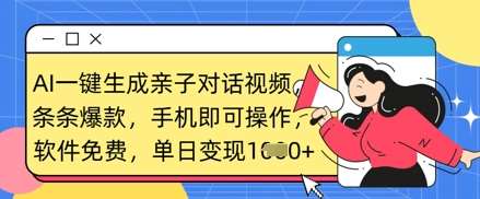 AI一键生成亲子对话视频，条条爆款，一部手机即可操作，单日变现数张-问小徐资源库