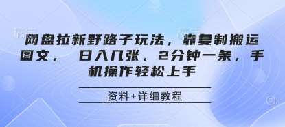 网盘拉新野路子玩法，靠复制搬运图文， 日入几张，2分钟一条，手机操作轻松上手-问小徐资源库