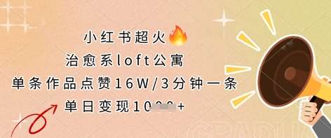 小红书超火的治愈系loft公寓，单条作品点赞16W，3分钟一条，单日变现数张-问小徐资源库