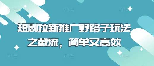 短剧拉新推广野路子玩法之截流，简单又高效-问小徐资源库