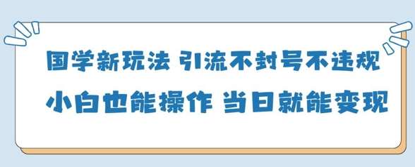 国学新玩法，引流不封号不违规小白也能操作，当日就能变现-问小徐资源库