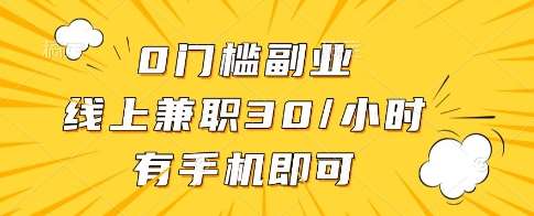 0门槛副业，线上兼职30一小时，有一部手机即可操作【揭秘】-问小徐资源库