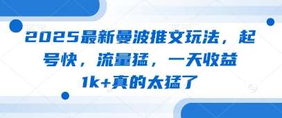 2025最新曼波推文玩法，起号快，流量猛，一天收益1k+真的太猛了-问小徐资源库
