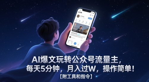 AI爆文玩转公众号流量主，每天5分钟，月入过W，操作简单！【附工具和指令】-问小徐资源库