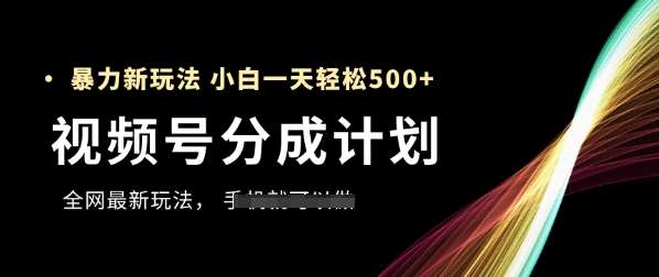 视频号分成计划，全网最暴力玩法，新手一天也能轻松5张+-问小徐资源库