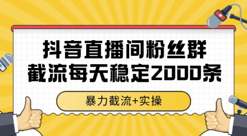 抖音直播间粉丝群暴力截流，一台电脑每天稳定2000条数据，暴力截流+实操 【揭秘】-问小徐资源库