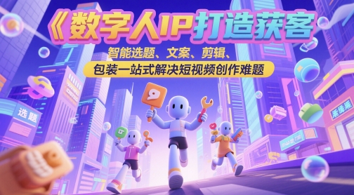 数字人IP打造获客变现实操课，智能选题、文案、剪辑、包装一站式解决短视频创作难题-问小徐资源库