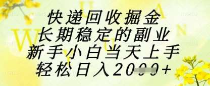 快递回收掘金项目，长期稳定的副业，新手小白当天上手，轻松日入1k+【揭秘】-问小徐资源库