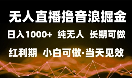 无人直播撸音浪掘金，日入1k+，纯无人红利期，小白可做，当天见效【揭秘】-问小徐资源库