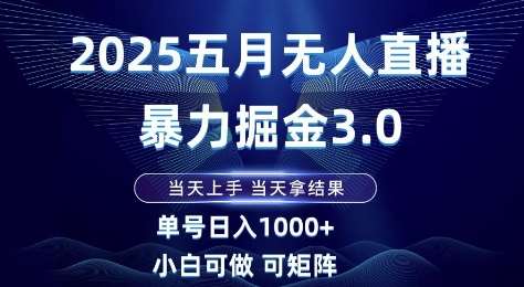 2025五月无人直播暴力掘金3.0，当天上手，当天拿结果，单号日入1k+小白可做可矩阵【揭秘】-问小徐资源库